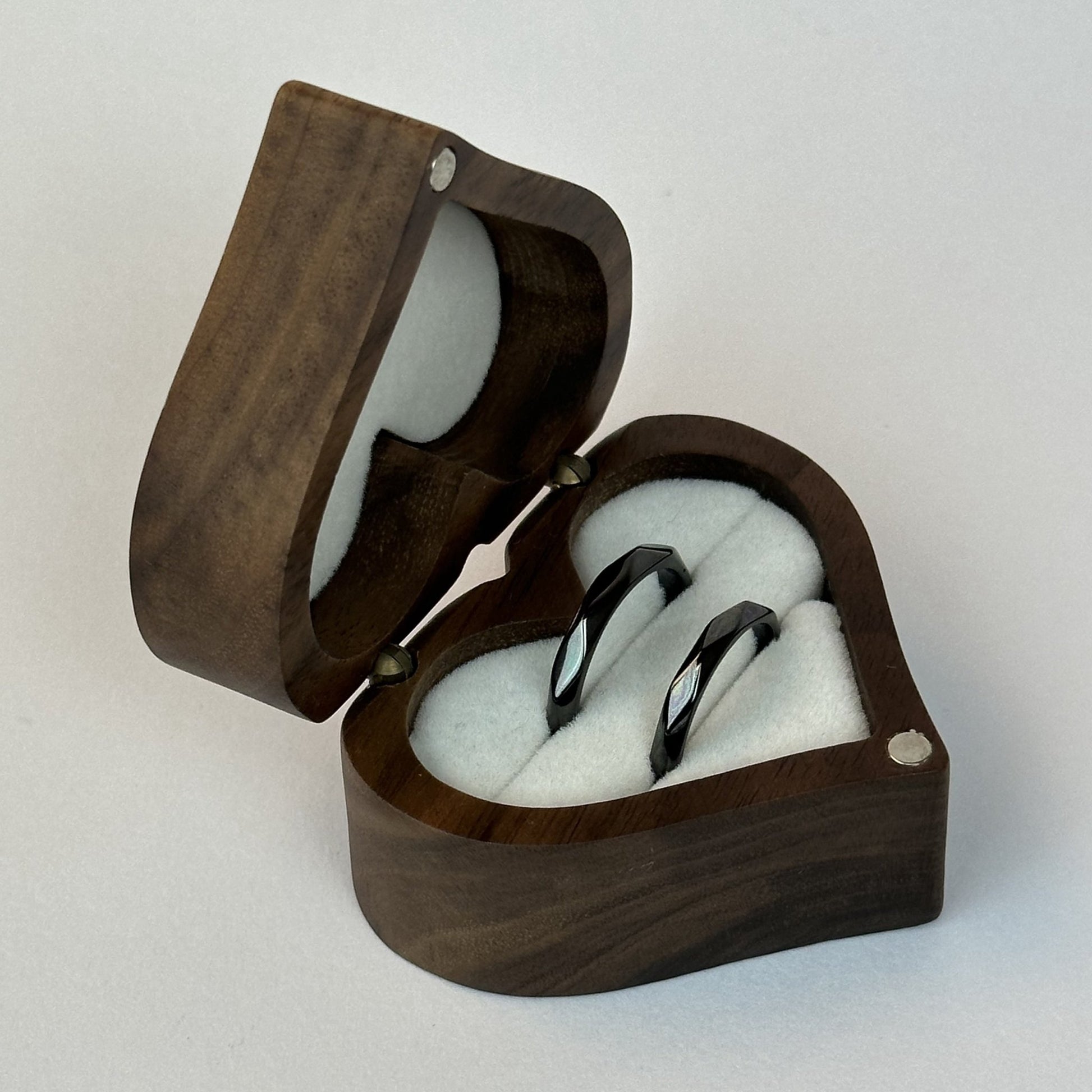 Geometric Domed Black Couple Rings - CouplesPicks