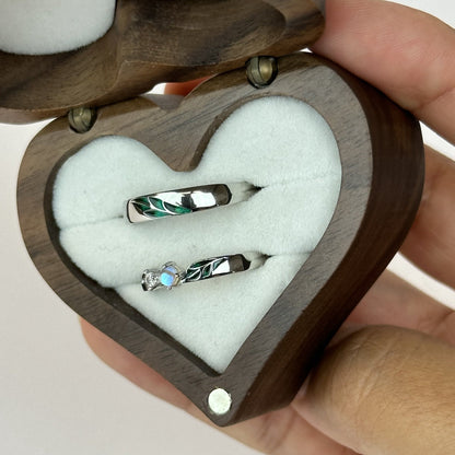 Leafy Green Branch Opal Ring Set - CouplesPicks