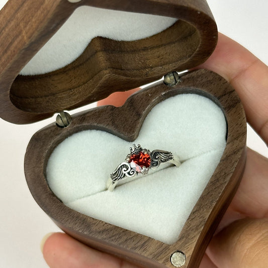 Red Heart Stone Ring for Her - CouplesPicks
