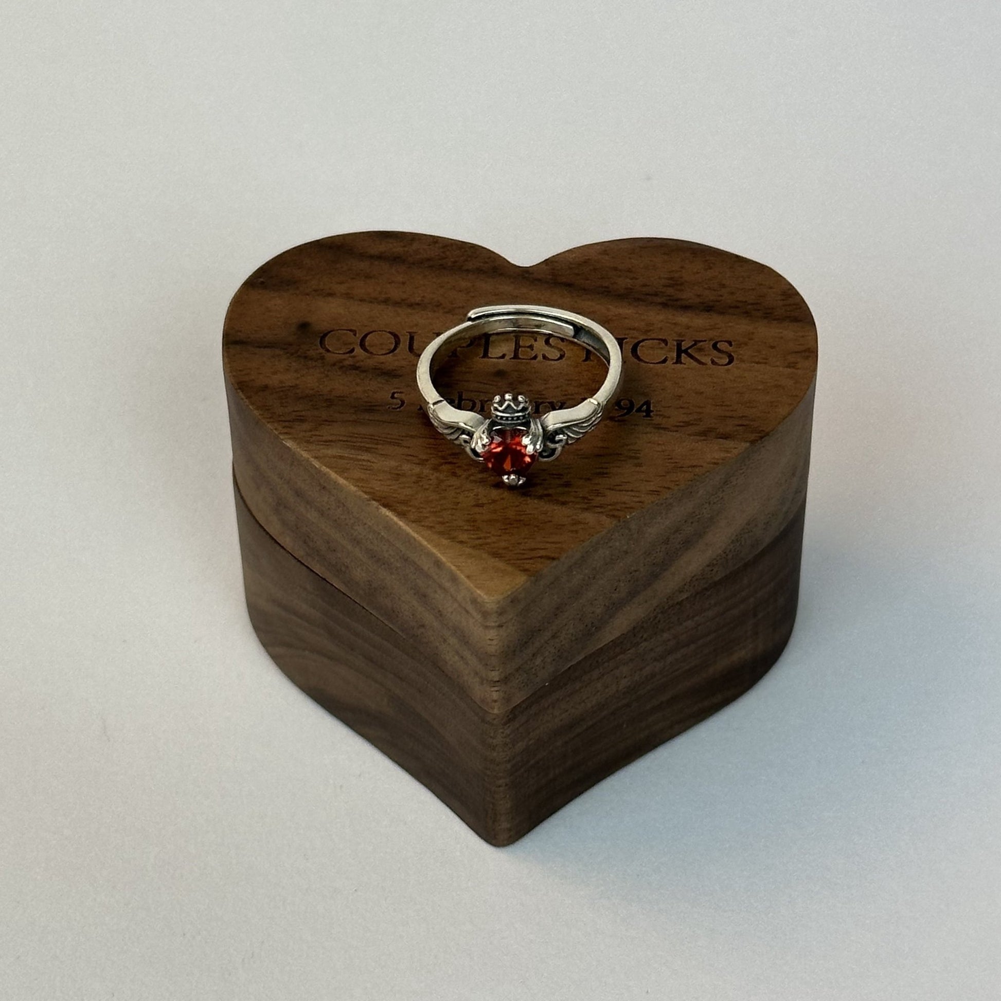 Red Heart Stone Ring for Her - CouplesPicks
