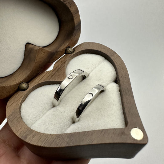 Simple Sun and Moon Ring Set - CouplesPicks