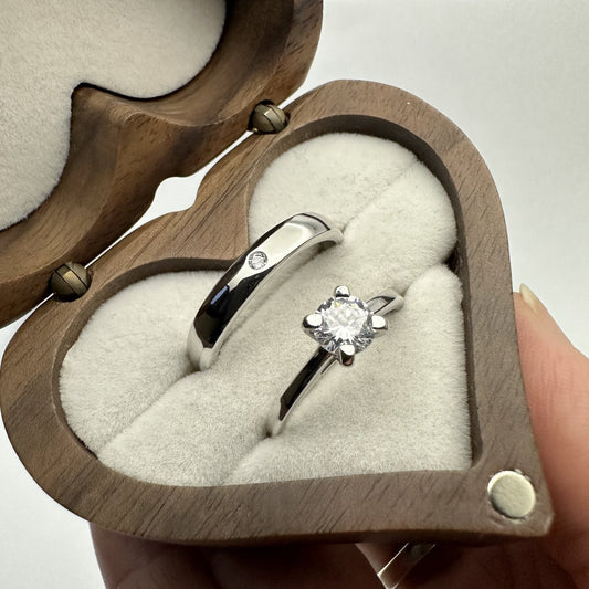 Solitaire Diamond Matching Rings - CouplesPicks