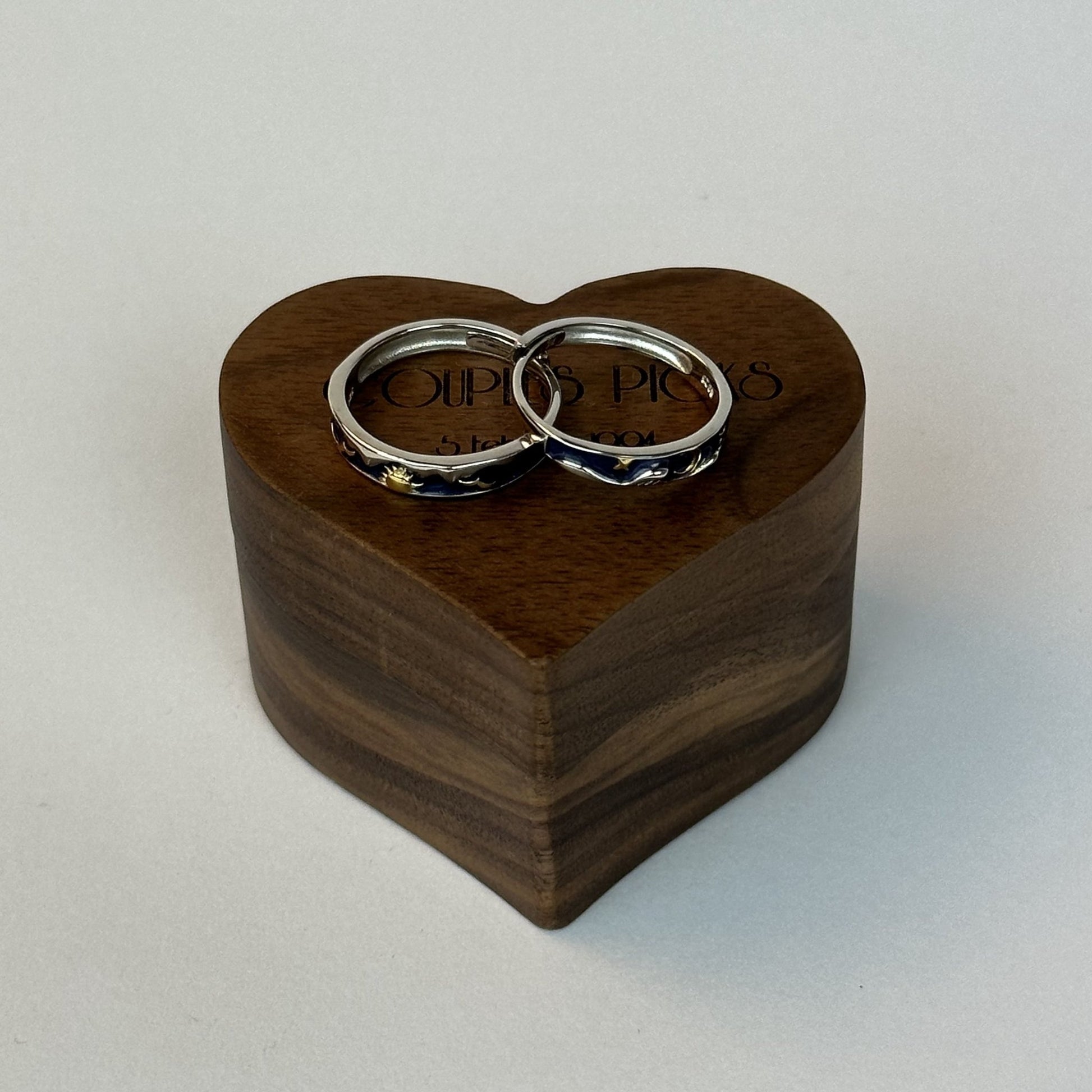 Starry Sky Blue Sun & Moon Ring Set - CouplesPicks