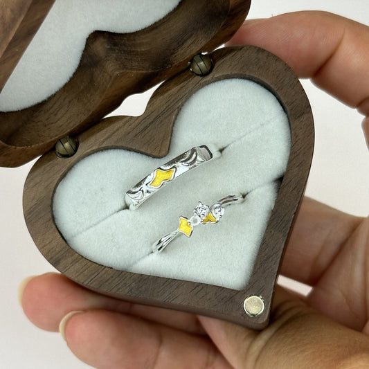 Yellow Heart Ring Set - CouplesPicks