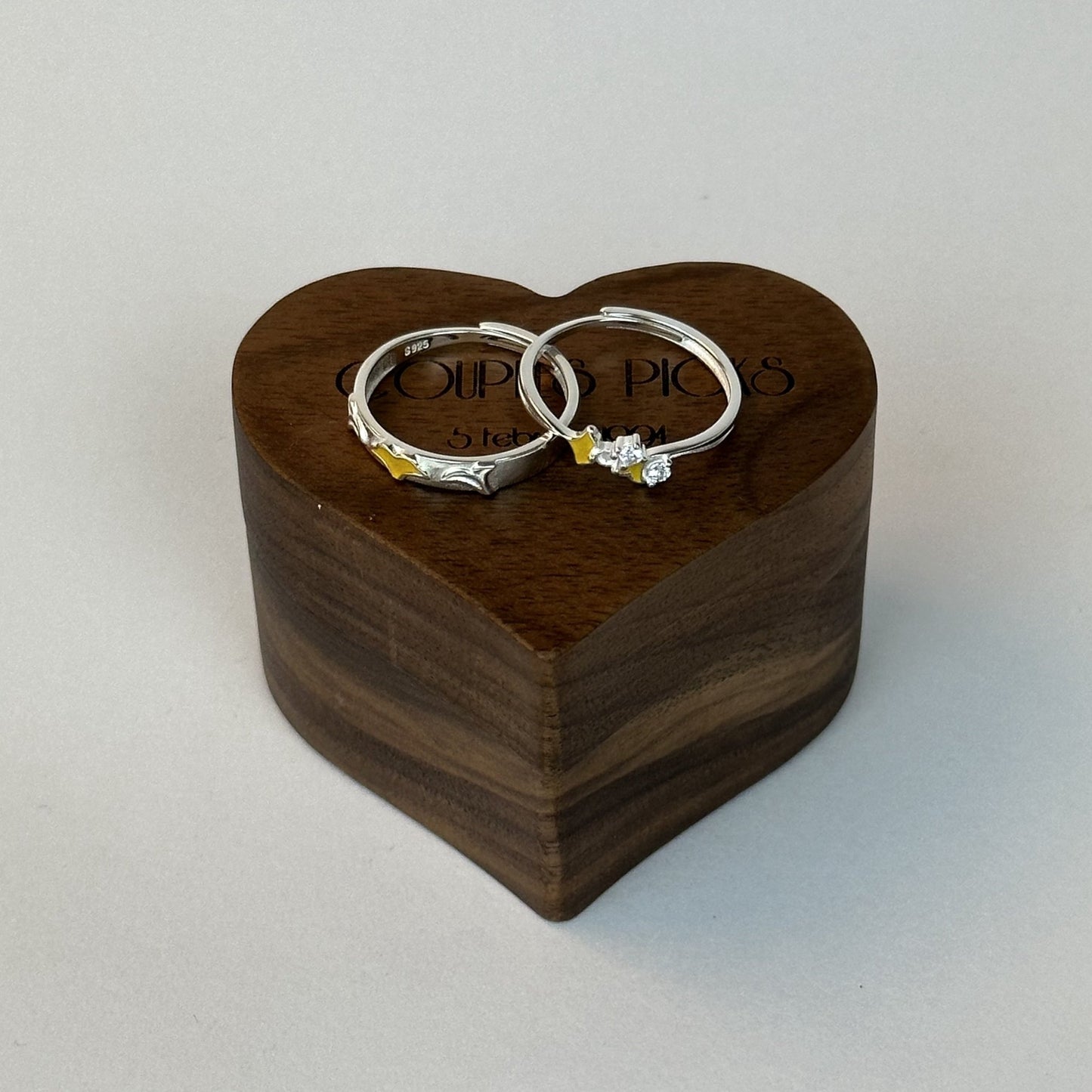 Yellow Heart Ring Set - CouplesPicks
